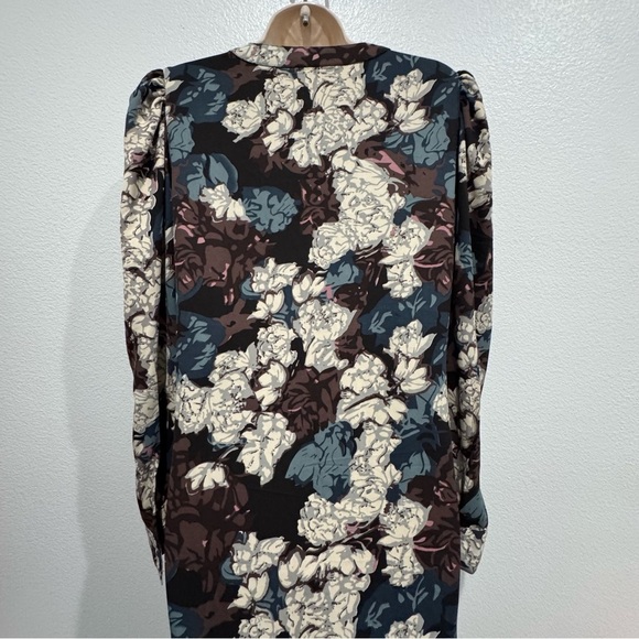 Walter Baker Floral Maxi Dress S Long Sleeve Puff Shoulder Slit Detail Kendall - Picture 8 of 14